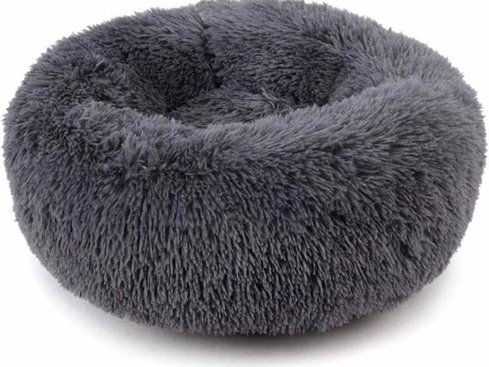 Plush Donut Pet Bed,Dog Cat Round Warm Kennel Soft Puppy Sofa,Luxury Cat Cushion Bed Sleeping Bag Orthopedic Relief,Anti Slip Bottom,Machine Washable(XL 27.6 inch x 7.9 inch Dark Grey)
