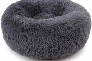 Plush Donut Pet Bed,Dog Cat Round Warm Kennel Soft Puppy Sofa,Luxury Cat Cushion Bed Sleeping Bag Orthopedic Relief,Anti Slip Bottom,Machine Washable(XL 27.6 inch x 7.9 inch Dark Grey)