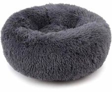 Plush Donut Pet Bed,Dog Cat Round Warm Kennel Soft Puppy Sofa,Luxury Cat Cushion Bed Sleeping Bag Orthopedic Relief,Anti Slip Bottom,Machine Washable(XL 27.6 inch x 7.9 inch Dark Grey)