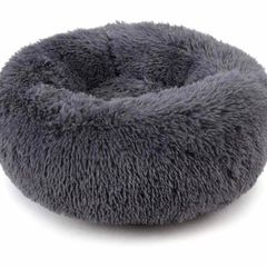 Plush Donut Pet Bed,Dog Cat Round Warm Kennel Soft Puppy Sofa,Luxury Cat Cushion Bed Sleeping Bag Orthopedic Relief,Anti Slip Bottom,Machine Washable(XL 27.6 inch x 7.9 inch Dark Grey)