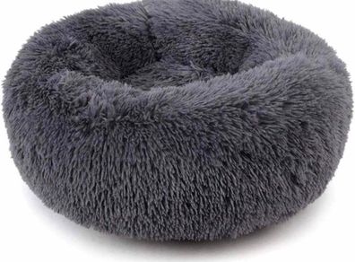 Plush Donut Pet Bed,Dog Cat Round Warm Kennel Soft Puppy Sofa,Luxury Cat Cushion Bed Sleeping Bag Orthopedic Relief,Anti Slip Bottom,Machine Washable(XL 27.6 inch x 7.9 inch Dark Grey)