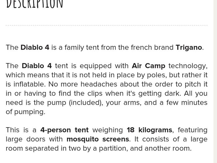 Tent Trigano Diablo 4 Air tent
