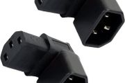 2 Pack IEC 320 C14 to C13 Socket Downward Angle, 90 Degree Plug Adapter C14 Male to C13 Female Converter, 250V 10A Extension Connector for Monitor Computer PDU Chassis Printer, Black