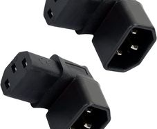 2 Pack IEC 320 C14 to C13 Socket Downward Angle, 90 Degree Plug Adapter C14 Male to C13 Female Converter, 250V 10A Extension Connector for Monitor Computer PDU Chassis Printer, Black