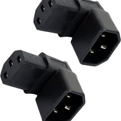 2 Pack IEC 320 C14 to C13 Socket Downward Angle, 90 Degree Plug Adapter C14 Male to C13 Female Converter, 250V 10A Extension Connector for Monitor Computer PDU Chassis Printer, Black