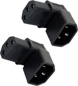 2 Pack IEC 320 C14 to C13 Socket Downward Angle, 90 Degree Plug Adapter C14 Male to C13 Female Converter, 250V 10A Extension Connector for Monitor Computer PDU Chassis Printer, Black