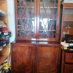Antique Georgian-style astragal glazed library bookcase