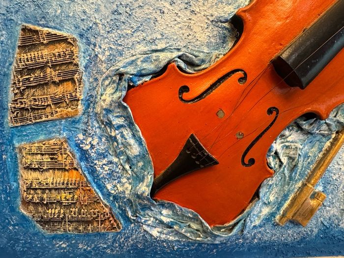 One of a Kind Mixed Media Violin Artwork
