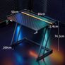 Gaming Desk with LED Lights Table Cup Holder and Headphone Hook Double Z Frame Design Computer Carbon Fiber Black 80 cm Image 3