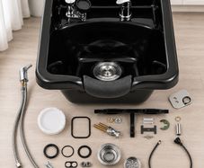 Shampoo Bowl, ABS Plastic Shampoo Sink for Salons and Home, Easy to Clean and Install Salon Shampoo Bowls for Hair Stylists, Shampoo Sink for Spa Center, Barbershop and Beauty Salon Use, Black