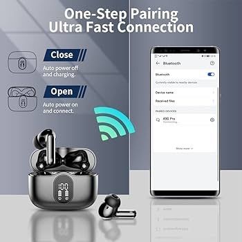 Earbuds, Bluetooth 5.3 Headphones In Ear with 4 ENC Noise Cancelling Mic, Btootos New Bluetooth Earbuds Mini Deep Bass Stereo Sound, 36H Playtime LED Display Wireless Earphones