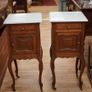 Pair of Antique Oak Marble Top Bedside Cabinets Image 2