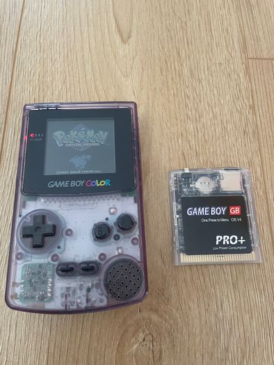 Nintendo Gameboy Color Clear Purple CGB-001 + Flash Card 4GB