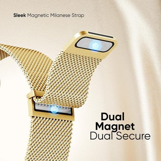 3-in-1 Compatible with Apple Watch Metal Straps 40mm with Case & Screen Protector, Dual Magnetic Band and Protective Cover with 9H Tempered Glass for iWatch SE3 Series 6/5/4, Gold