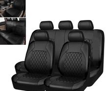 9pcs/Set Car Seat Covers Universal PU Leather Black Seat Protector Covers Full Set Four Seasons Automobile Interior Accessories
