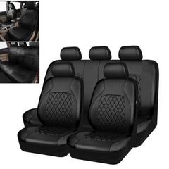 9pcs/Set Car Seat Covers Universal PU Leather Black Seat Protector Covers Full Set Four Seasons Automobile Interior Accessories