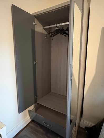 2 Door Wardrobe with Mirror & Bottom Drawer