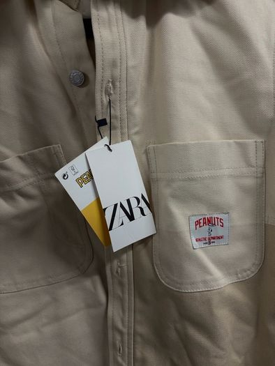 Zara x Peanuts Mens Cream Denim Jacket Limited Edition Style