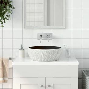 Countertop Basin Black and Grey Round 41x14 cm Ceramic