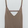 ZARA Knit V-neck midi dress with straps Image 2