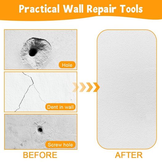 14PCS Wall Repair Patch, 2/4/6 inch Wall Repair Kit, Includes 10 Pcs Self Adhesive Walls Hole Filler Patchs with 2 Sandpaper, 2 Scraper for Fixing Walls & Ceilings