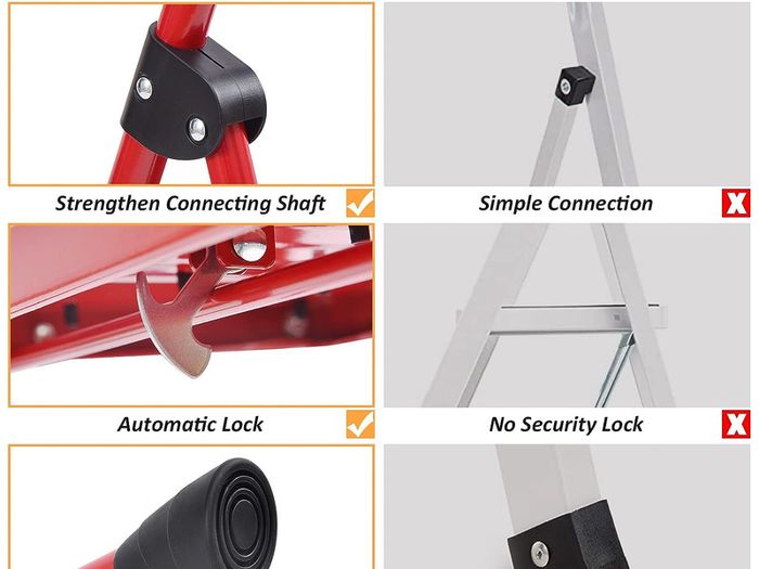 3 Step Ladder Folding Ladder With Non Slip And Wide Pedal Small Ladder ...