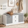 White Shoe Storage Bench with Cushion and Drawers Image 2