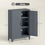 Filing cabinet with louver doors, storage cabinet, metal cabinet with 2 adjustable shelves, 75 x 33 x 110 cm, Gray Image 3