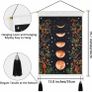 Pcs Wall Hanging Tassel Tapestry Decoration Moon Tapestries Wall Art Flower Tapestries for Bedroom Cotton Linen Inches Black (35 x 50cm) Image 7