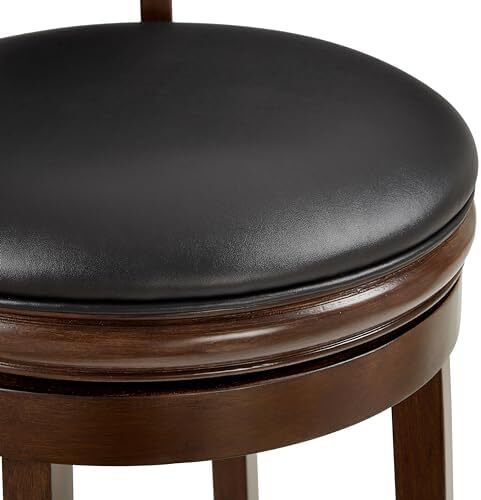 Bar Stools Set of 2 Swivel Counter Stool, Wood Frame Kitchen Island Stool-Chair, 24in Upholstered Barstool with Backrest & Footrest, Cappuccino, 61cm Seat Height