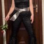 70s black glitter jumpsuit V-neck Disco Diva, size 10-12 Image 2