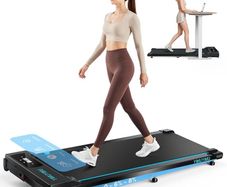10km/h Under Desk Treadmill for Home, 2.75HP Quiet Portable Treadmill, Bluetooth App & Magnetic Remote Control, 300LBS Capacity, LED Display