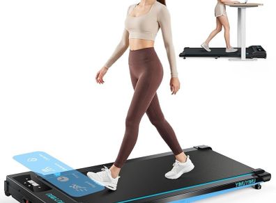 10km/h Under Desk Treadmill for Home, 2.75HP Quiet Portable Treadmill, Bluetooth App & Magnetic Remote Control, 300LBS Capacity, LED Display