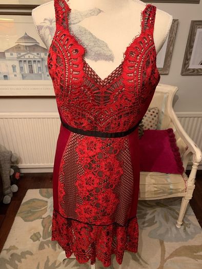 Three Floor Dress in Red lace, perfect condition , UK 12.