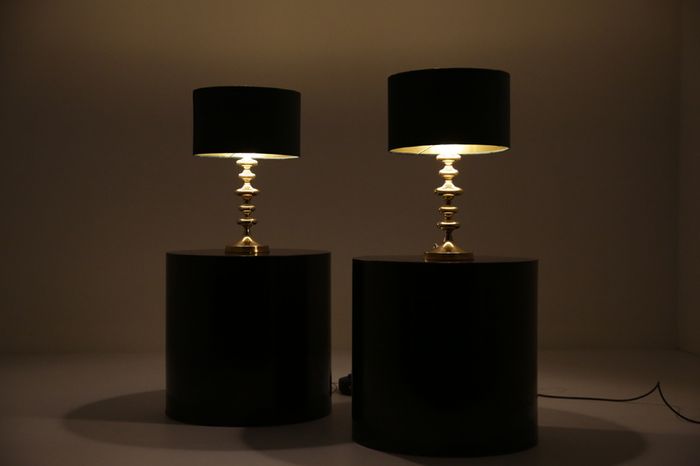 Vintage Pair of Swedish Brass Table Lamps, 1960s.