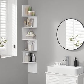 MULTIPLE COLOURS AVAILABLE Corner Shelf, 5-tier Floating Wall Shelf With Zigzag Design, Bookshelf, White
