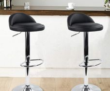 Leather Round Bar Stool with Back Rest Height Adjustable Swivel Pub Chair Home Kitchen Bar stools Backless Stool with Footrest Black