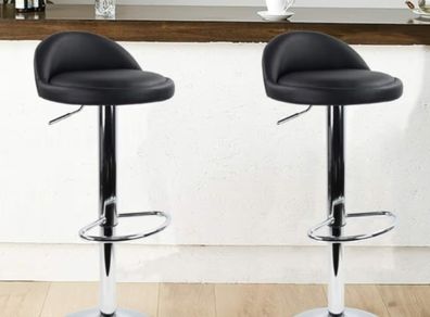 Leather Round Bar Stool with Back Rest Height Adjustable Swivel Pub Chair Home Kitchen Bar stools Backless Stool with Footrest Black