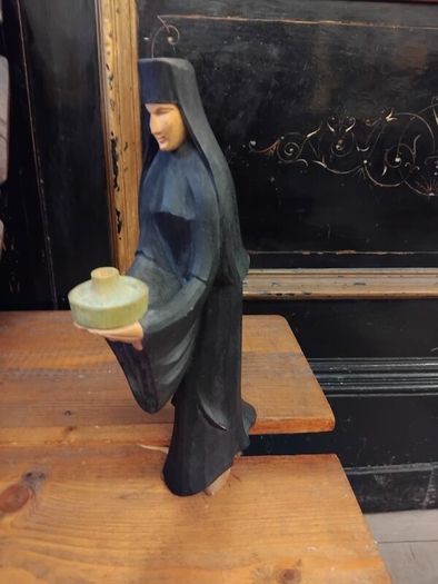 Wood Vintage Nun figure