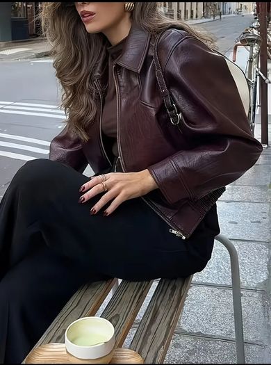 Brand New Burgundy Leather Jacket Size M