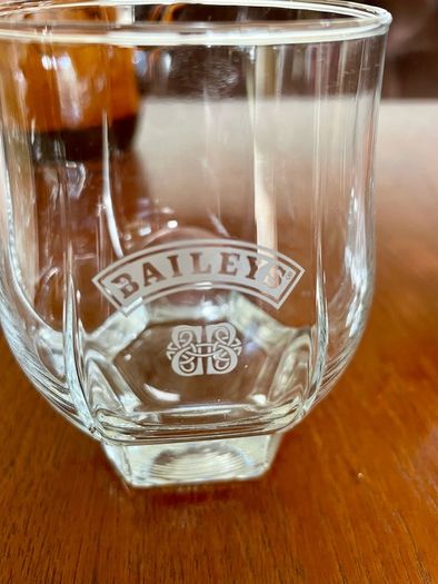 Pair Vintage Footed Hexagon Baileys Irish Cream Glassware