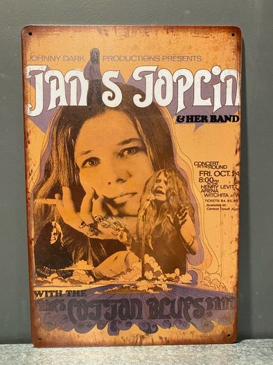 Janis Joplin Tin Metal Sign