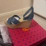 TORY BURCH Leather Espadrille Sandals US9 UK6 EU39 Logo Ankle Strap Image 2
