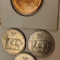 Four Irish Decimal Coins 2p and 5p 1974 to 1980