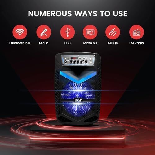Portable PA Speaker, Bluetooth- Loudspeakers, 600W Rechargeable w/ 10 Subwoofer 1 Tweeter, Pa System w/Wireless Microphone, Dj Speakers, w/Recording Function/Mic Input/Lights/USB/SD/Radio