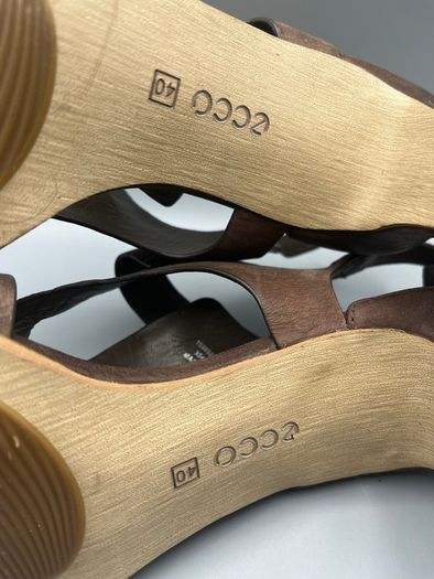 ECCO Ladies Brown Leather High Heel Sandals Size 9 EU40