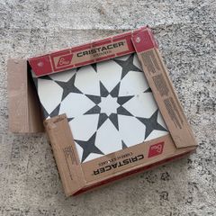 Cuban White Star Porcelain Tile 22x22cm Matt