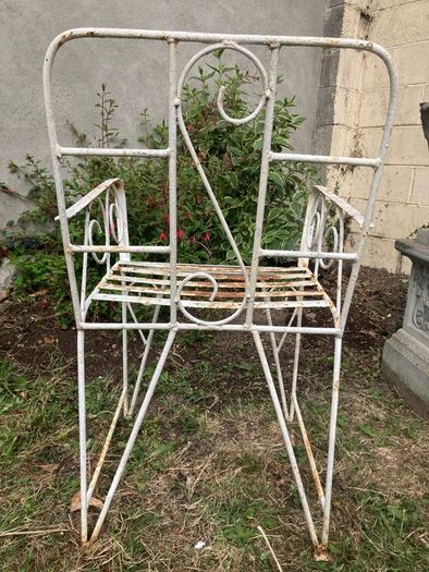 Vintage Wrought Iron Garden Set with Bench and 2 Armchairs (Restoration Project)