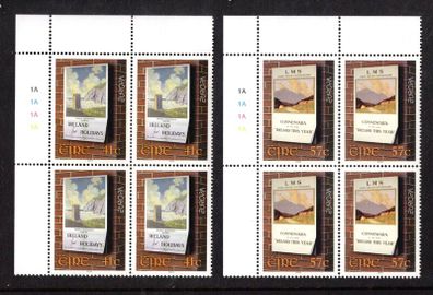 2003 Ireland Europa (Posters) 41c & 57c Commemorative Stamps Plate Block Plate 1A1A1A1A Mint Never Hinged (MNH)