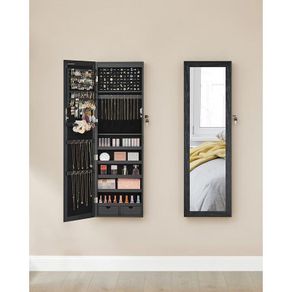 Jewellery cabinet jewelry cabinet hanging, lockable mirror cabinet, wall cabinet with mirror and numerous compartments, wall mounting, hanging on the door,